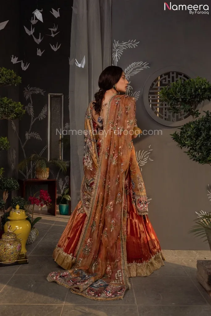 Velvet Bridal Lehnga Dress for Pakistani Wedding #BN1000