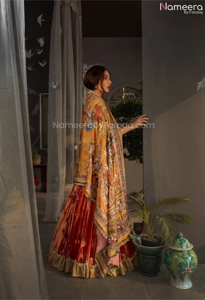 Velvet Bridal Lehnga Dress for Pakistani Wedding #BN1000
