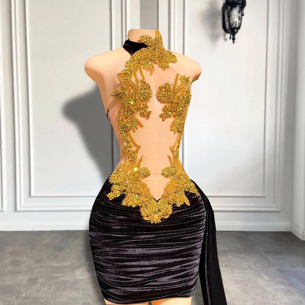 Velvet Mini Short Prom Dress