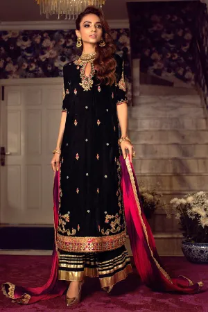 Velvet Pakistani Dress in Capri Kameez Style #PN569