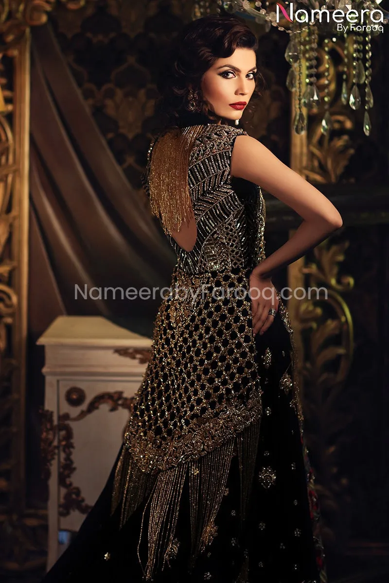 Velvet Wedding Dress Bridal Gown in Black Color #BS156