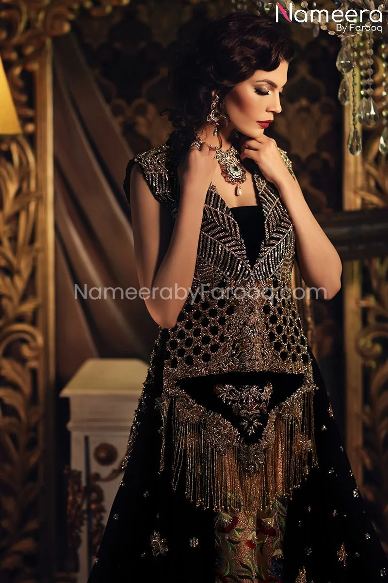 Velvet Wedding Dress Bridal Gown in Black Color #BS156
