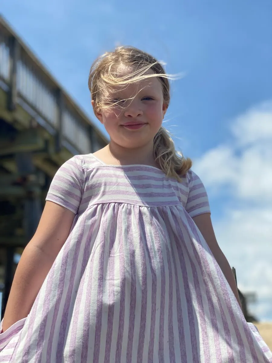 Vignette Rylie Dress in Lavender Stripe