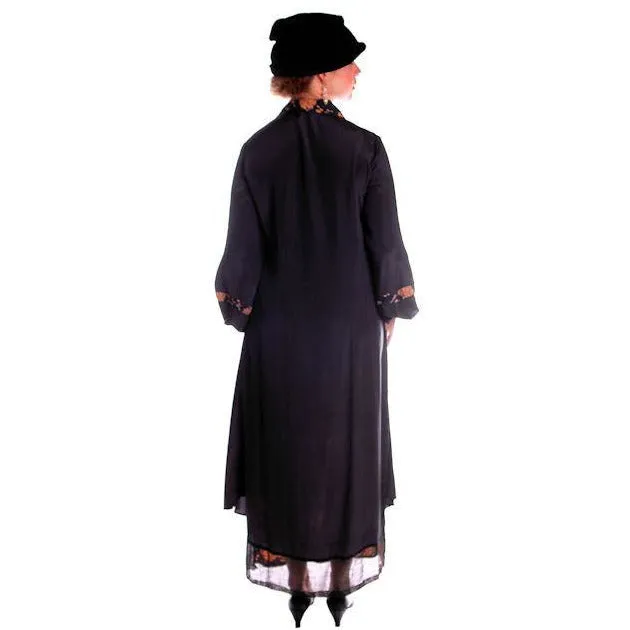 Vintage 1920s Dress  Silk Art Deco Era Dress Flapper Large Printed Silk Detail