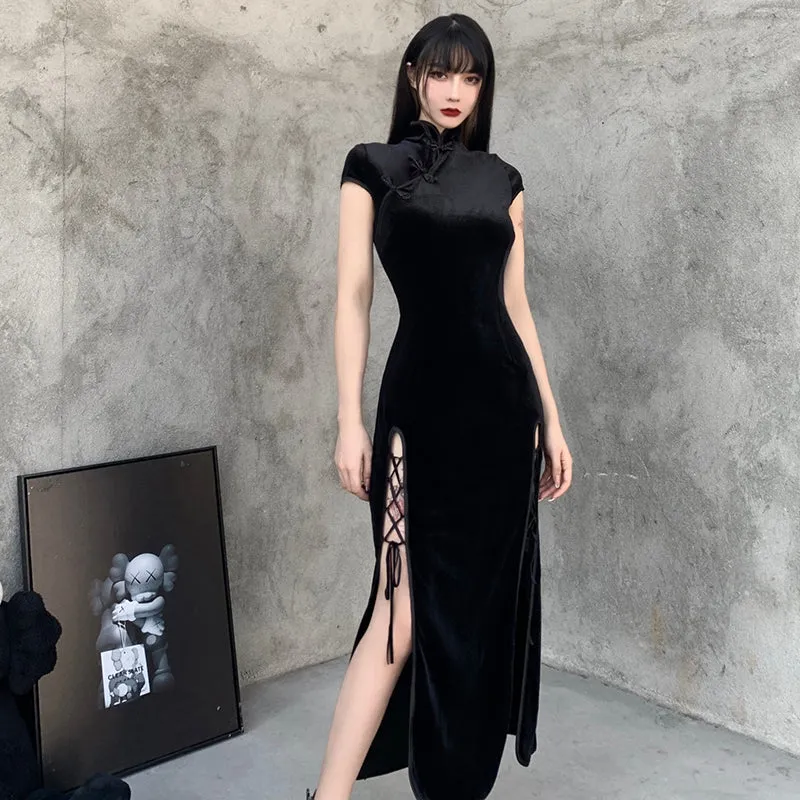 vintage dark velvet dress yc24707