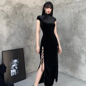 vintage dark velvet dress yc24707