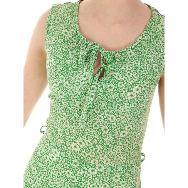 Vintage Green Printed Sun Dress Cotton 1940s Germany 32-24-35