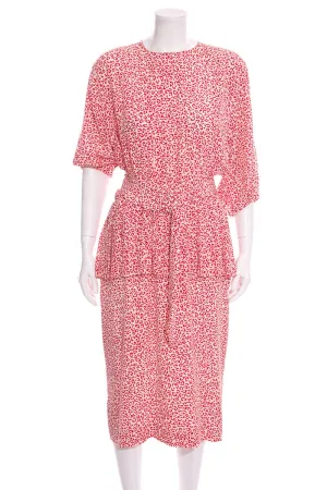 Vintage Guy Laroche Red Multicolor Tier Dress SZ 42
