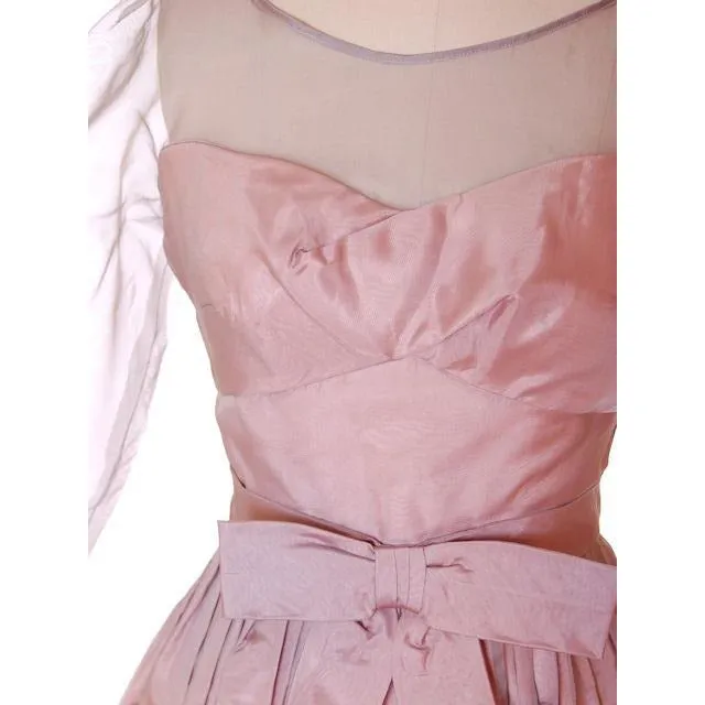 Vintage Party Dress Silk Organza in Mauve 1950s Ferman O'Grady 36-24-Free