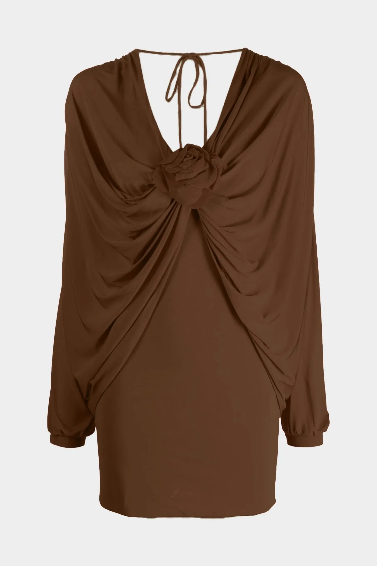 Viscose Jersey Mini Dress in Brown