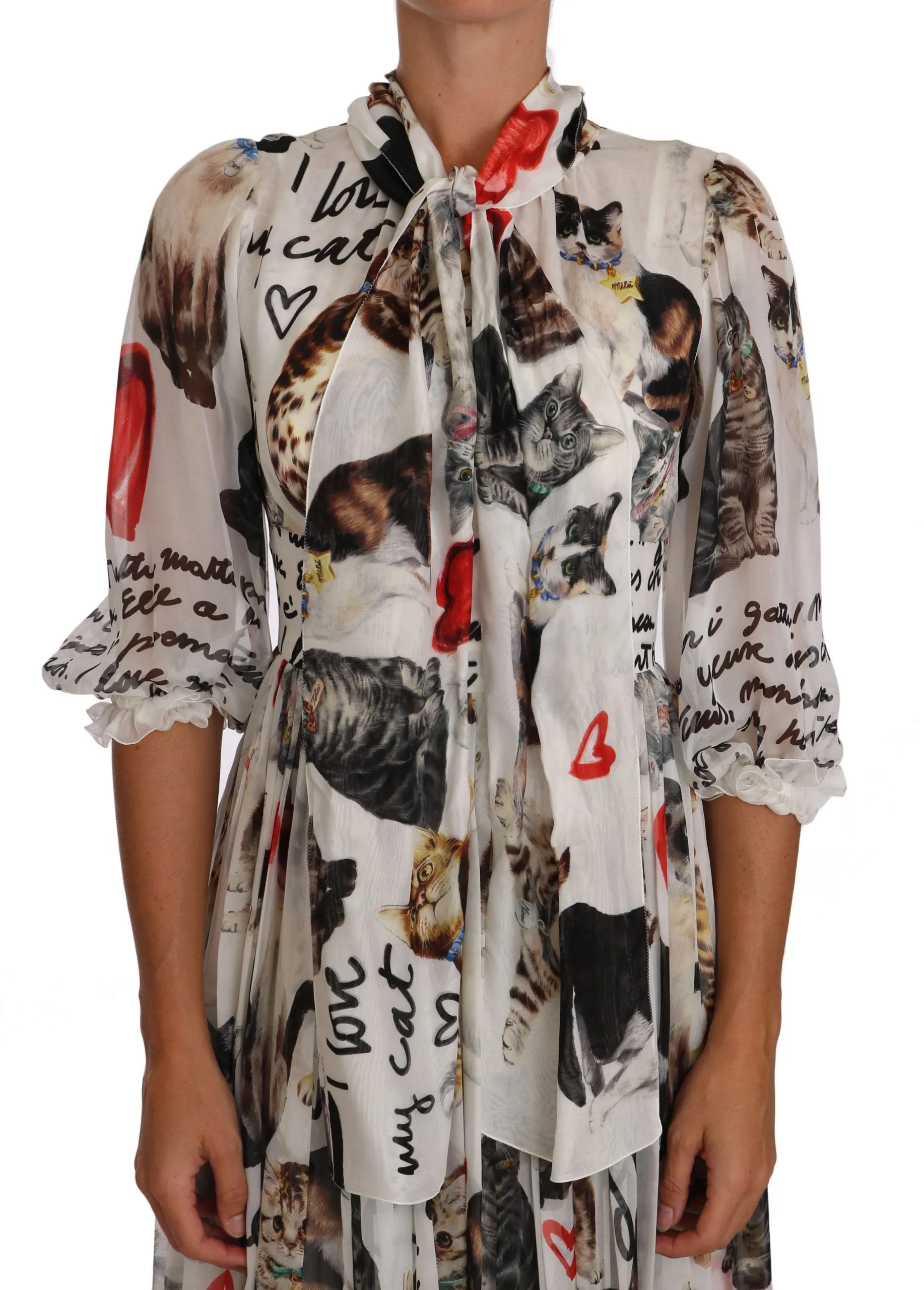 White Bengal Cat Long Maxi Gown silk Dress