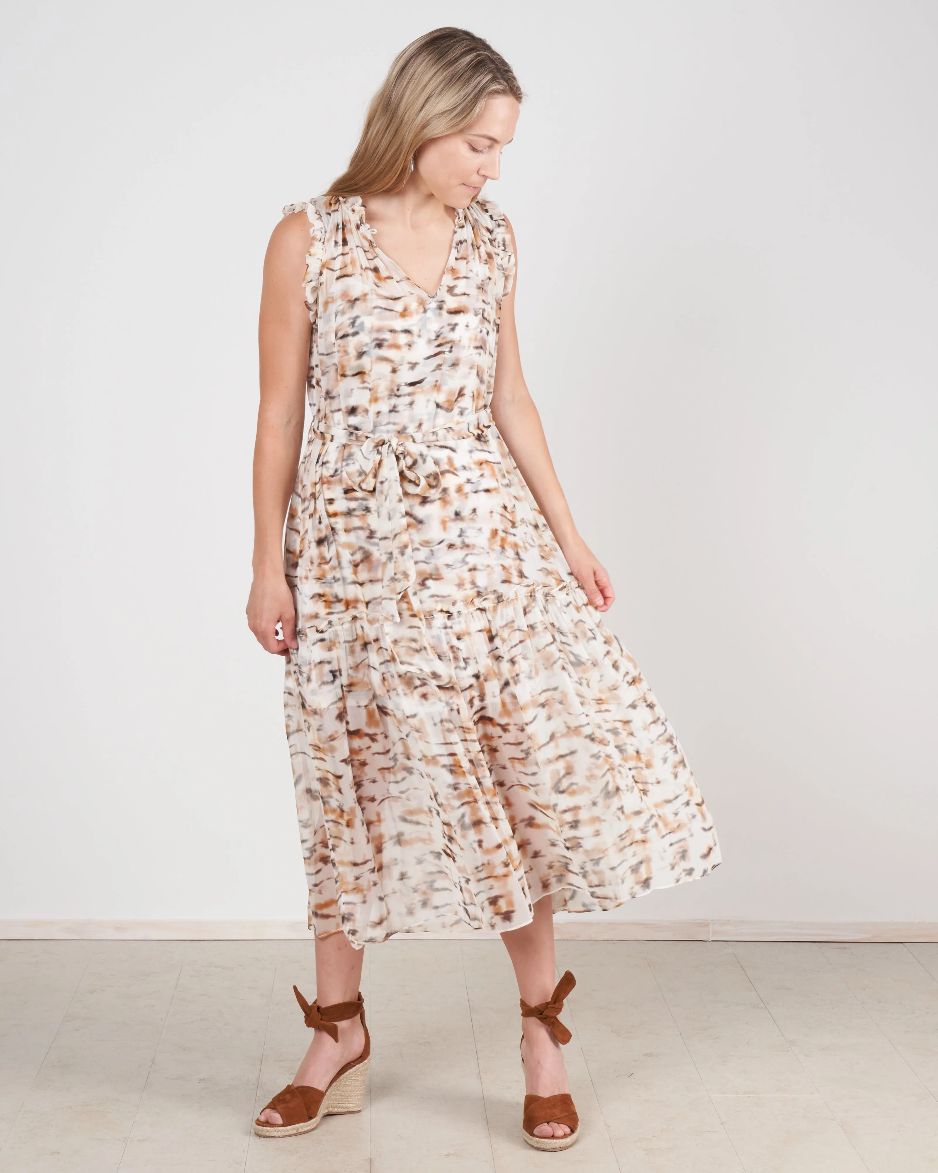 willow silk chiffon dress - tiger print