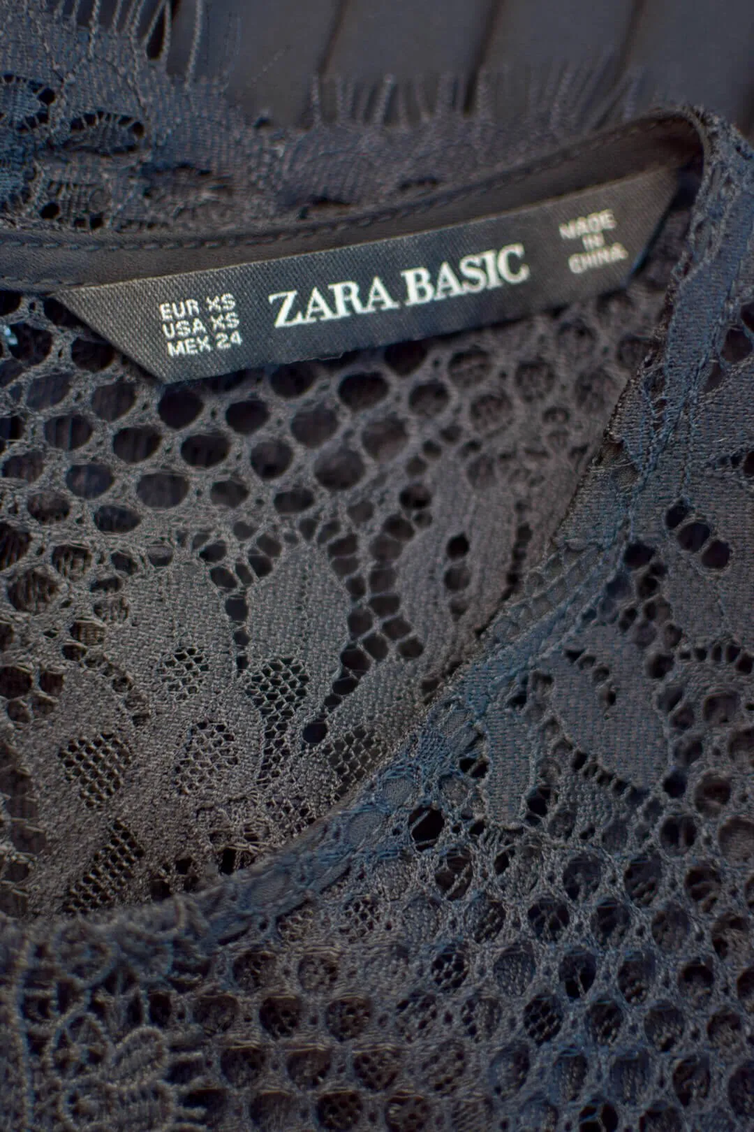 Zara Black Lace Pleated Midi Dress